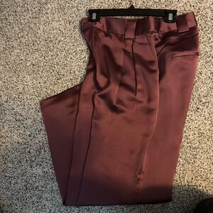 Satin high waisted trouser pants